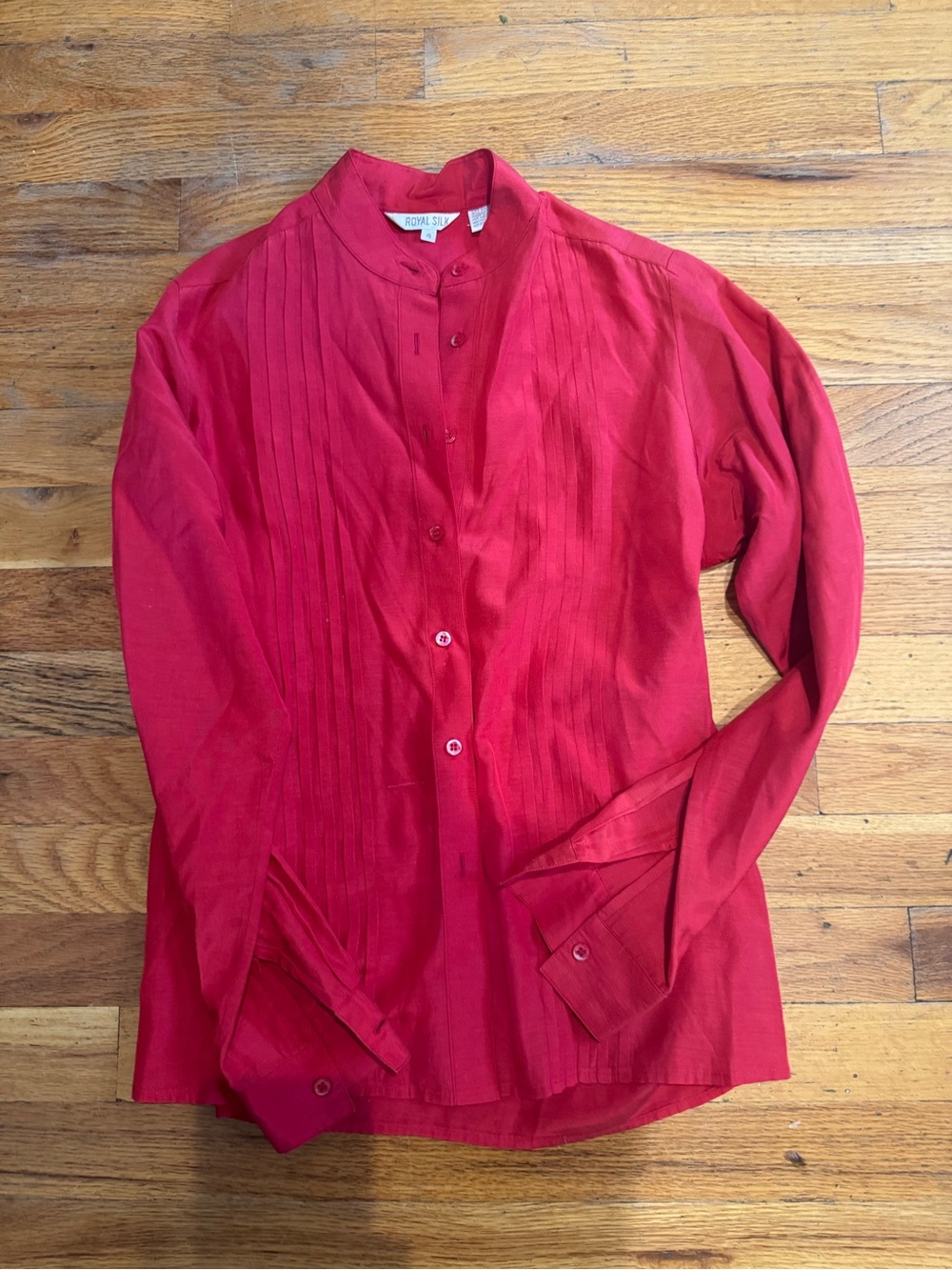Women’s royal silk Red Button-Up Shirt